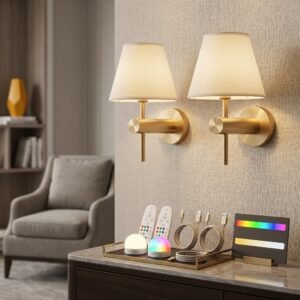Aurowick – Rechargeable Wall Light Gold Wireless Sconce