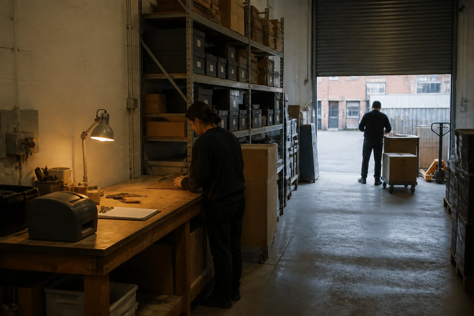 The Flarezon packing bench and stock shelving in Sheffield