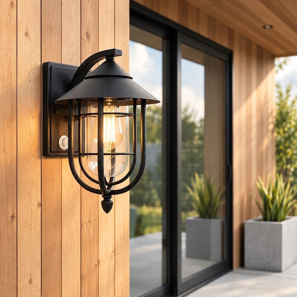 Aldervyn Birdcage Porch Wall Light, in use