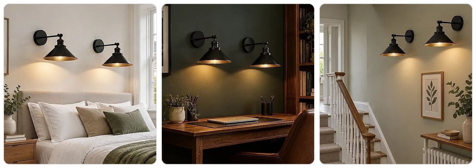 Arcveld Cone Arm Wireless Wall Sconce, shown in use at home
