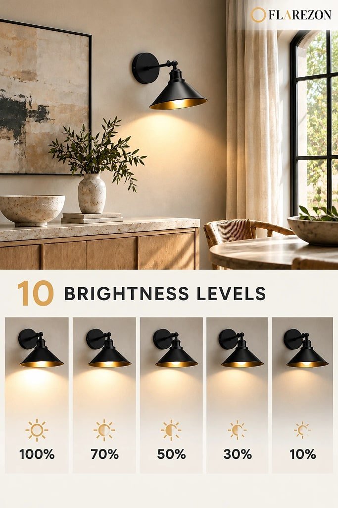 Arcveld Cone Arm Wireless Wall Sconce, materials and construction detail