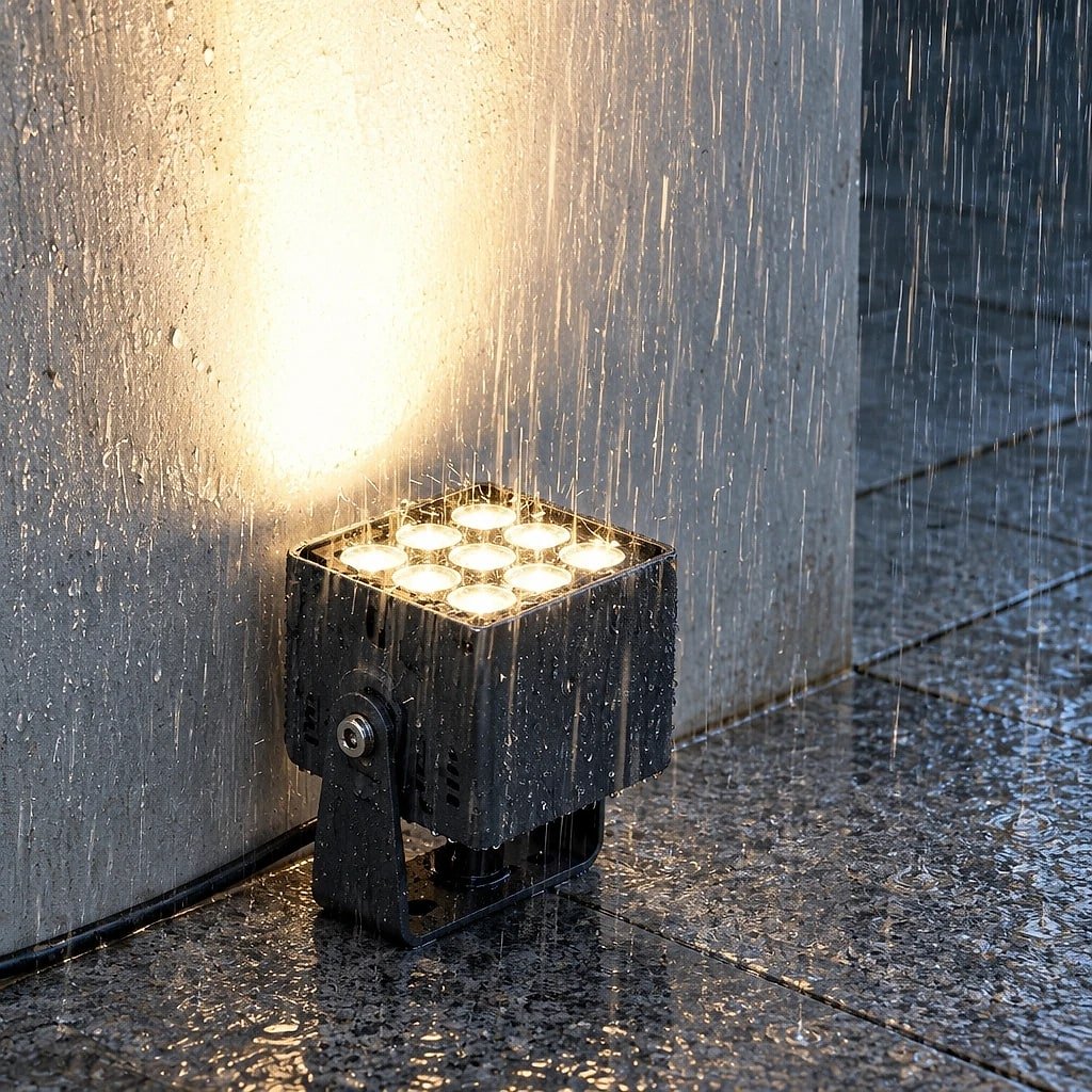 Beacora Waterproof Outdoor LED Spotlight Flarezon, close-up of the main features