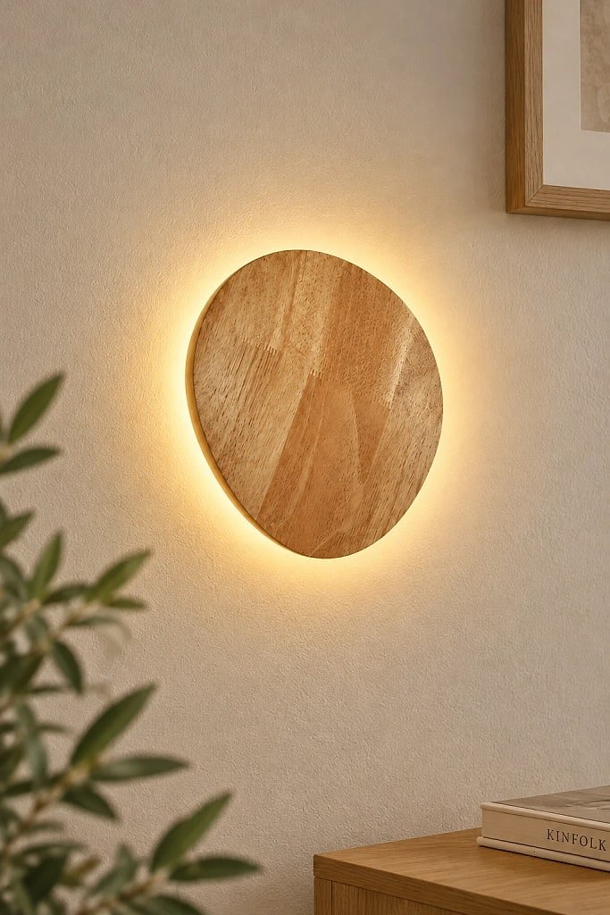 Haluun Japandi Wooden Backlit Wall Light, how to unpack and set it up