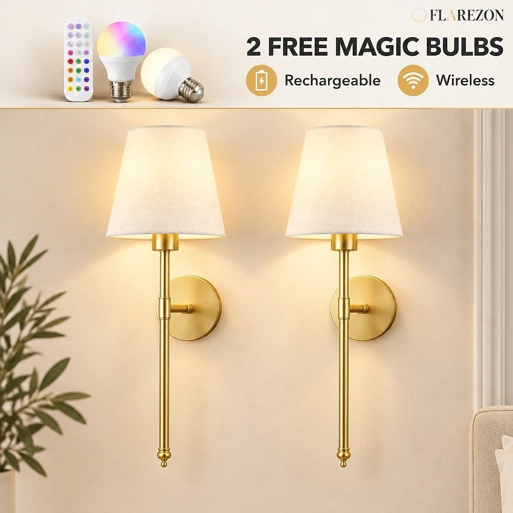 Haveston Mid Century Wireless Wall Sconce, close-up of the main features