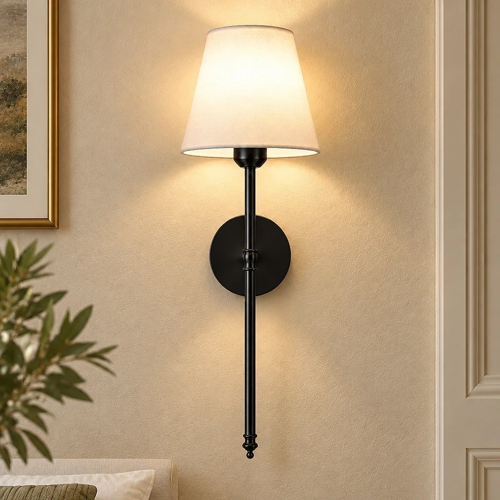 Haveston Mid Century Wireless Wall Sconce, shown in a home setting