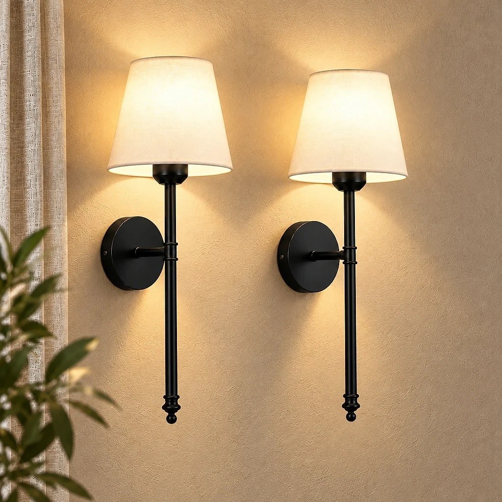 Haveston Mid Century Wireless Wall Sconce, in use