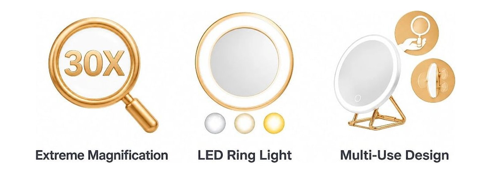 Lumetta 30x Magnifying LED Mirror, key features at a glance