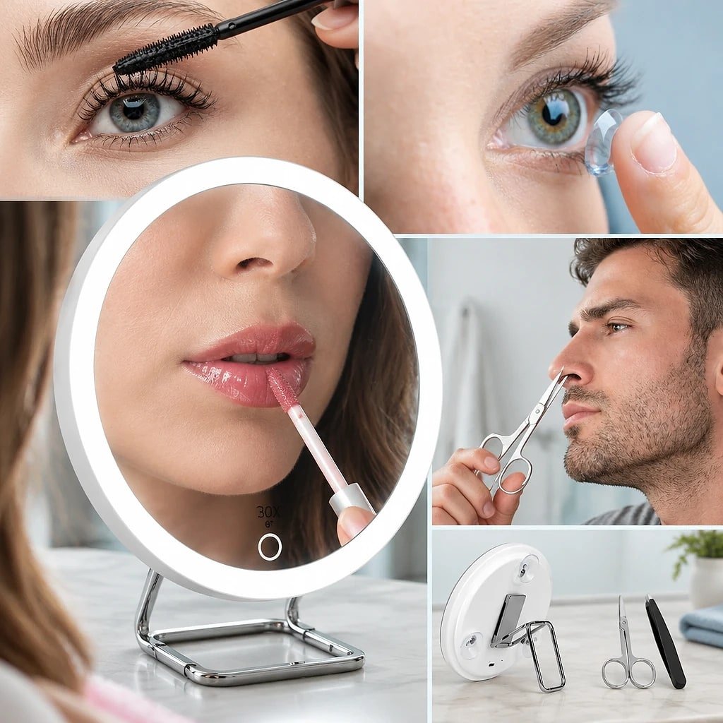 Lumetta 30x Magnifying LED Mirror, materials and construction detail