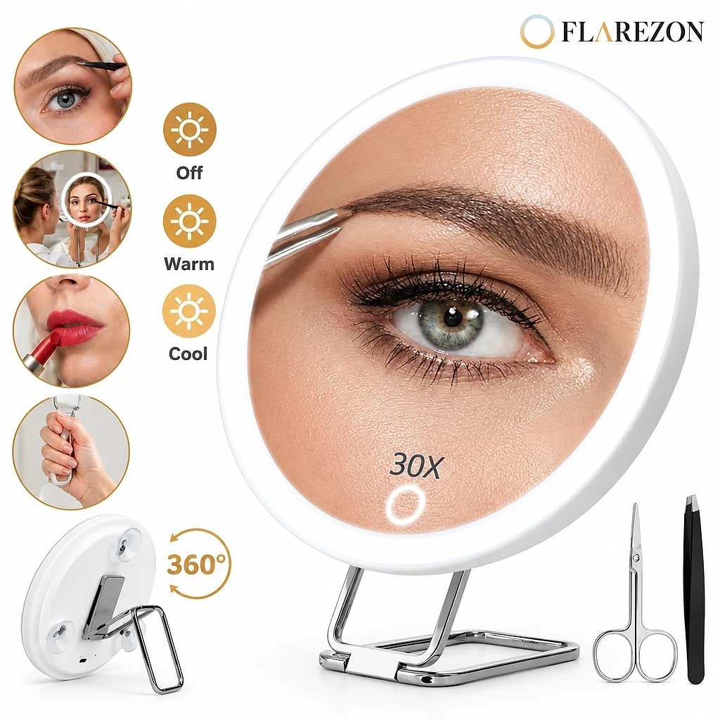 Lumetta 30x Magnifying LED Mirror, how to unpack and set it up