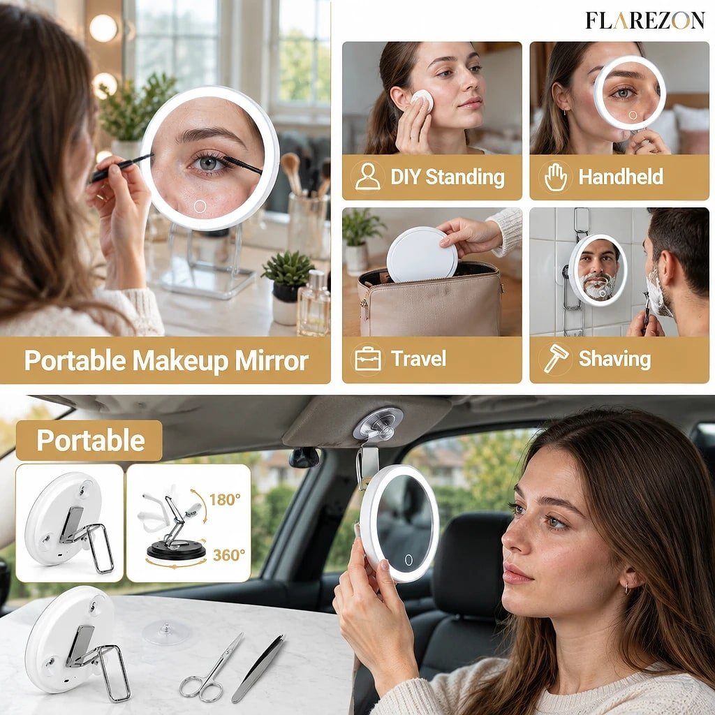 Lumetta 30x Magnifying LED Mirror, shown in a home setting