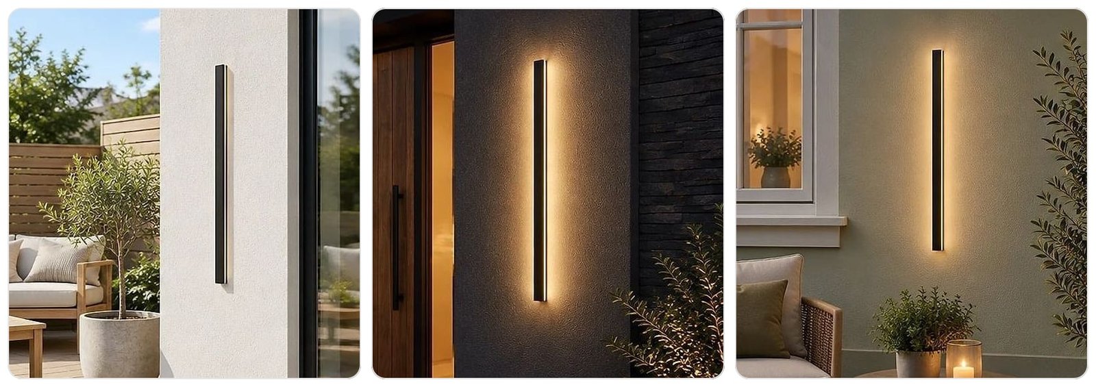 Varro Outdoor Wall Lamp, shown in use at home