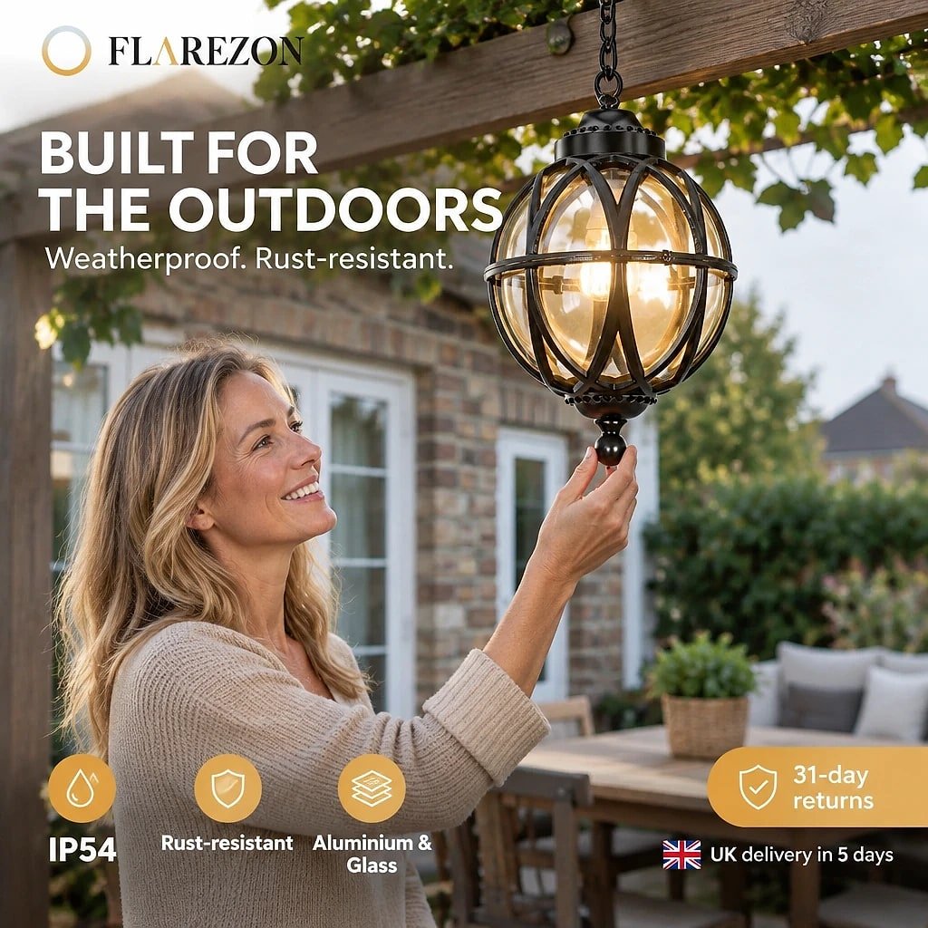 Vellora Outdoor Ball Chandelier, durability and protection detail