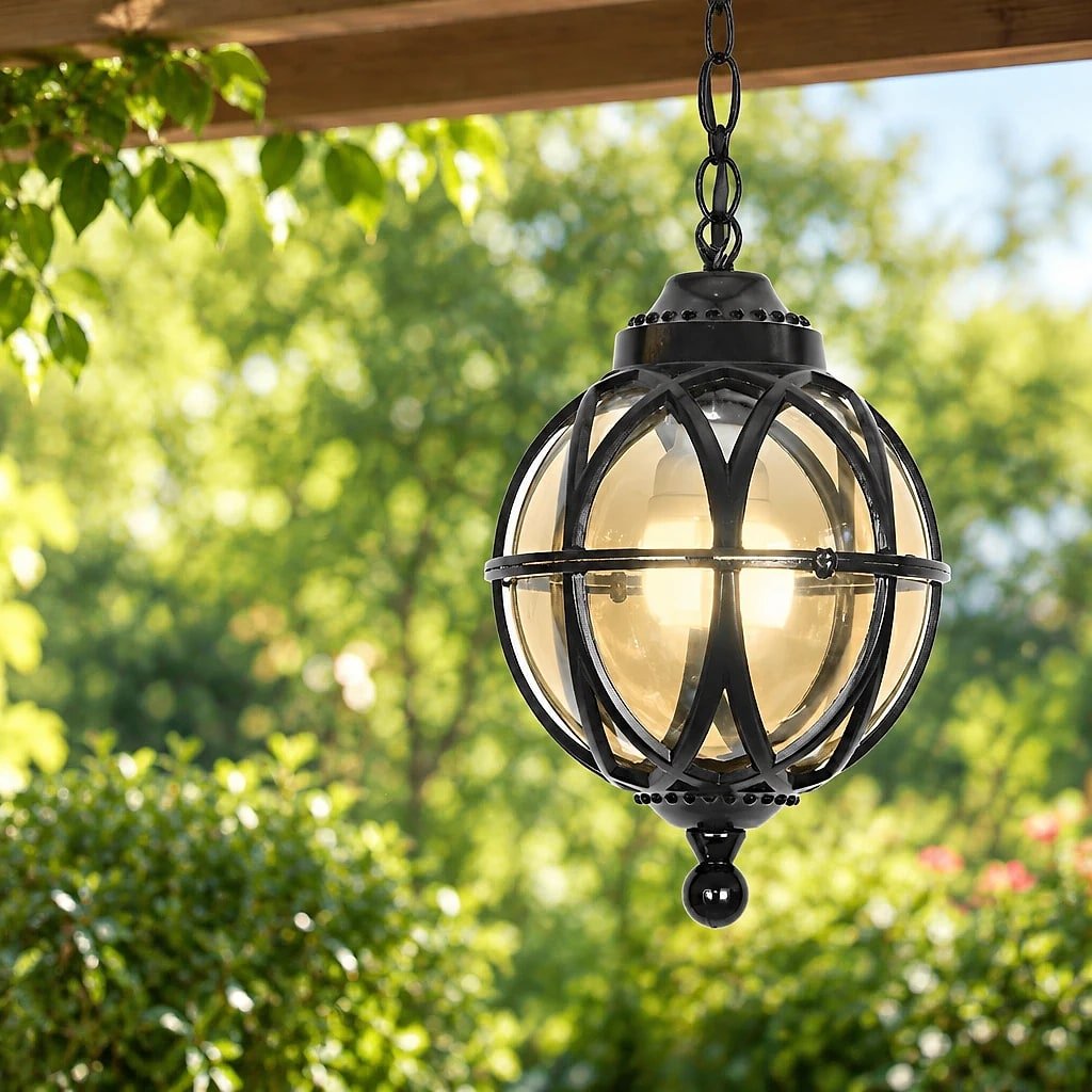 Vellora Outdoor Ball Chandelier, close-up of the main features