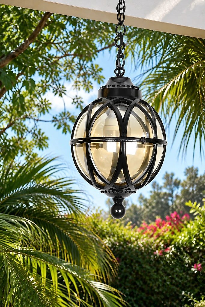 Vellora Outdoor Ball Chandelier, materials and construction detail
