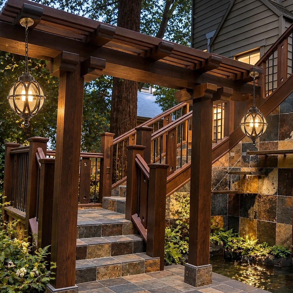 Vellora Outdoor Ball Chandelier, in use